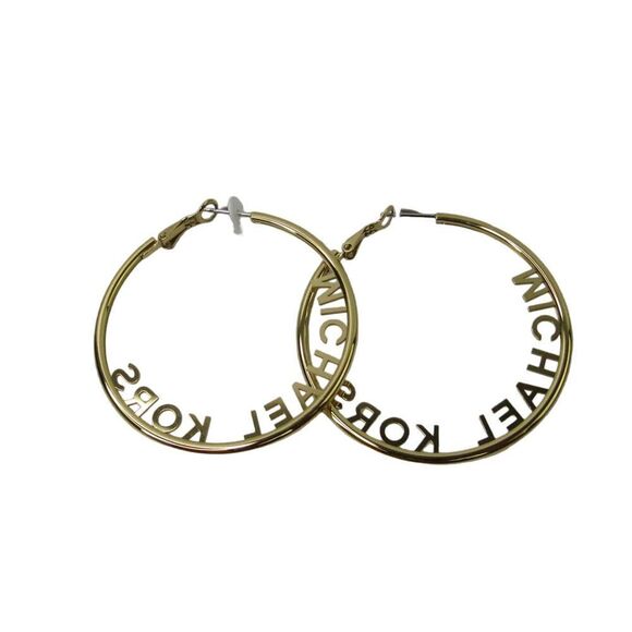 Michael Kors Stainless Steel MK Logo Hoop Earrings Color: Gold Model: MKJ7992710 - Picture 1 of 3
